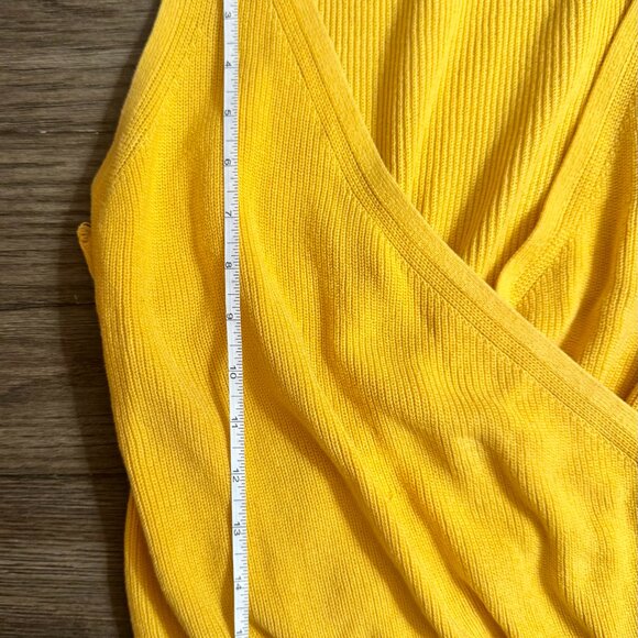 Banana Republic Wrap Front Ribbed Knit Tank Top Yellow Small Petite 100% Cotton - Picture 4 of 9